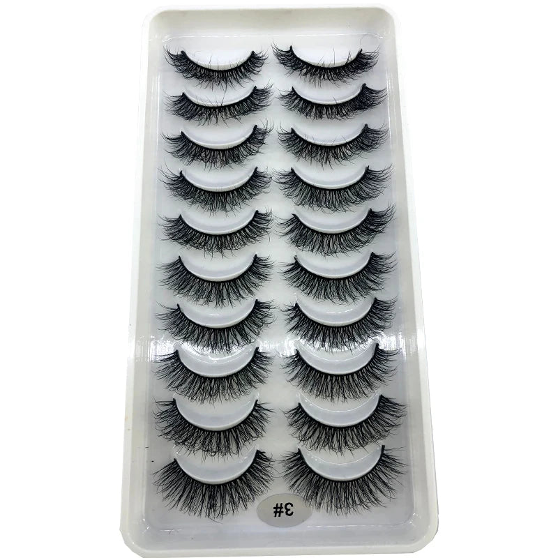 2023 New 10 pairs 3D Mink Eyelashes Natural False Eyelashes Lashes Soft Fake Eyelashes Extension Makeup Tools Wholesale