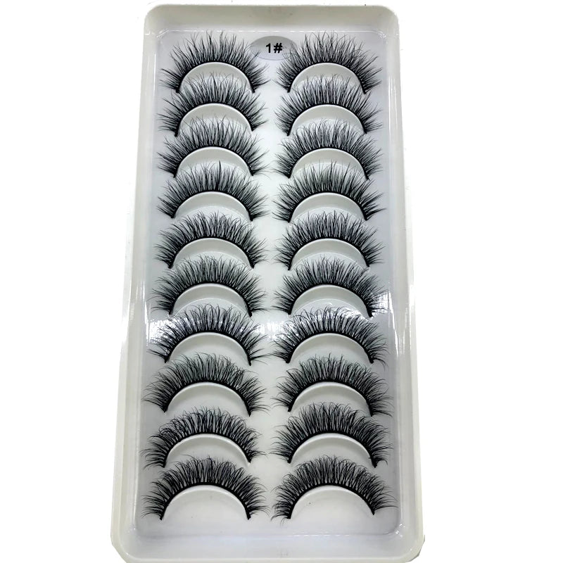 2023 New 10 pairs 3D Mink Eyelashes Natural False Eyelashes Lashes Soft Fake Eyelashes Extension Makeup Tools Wholesale