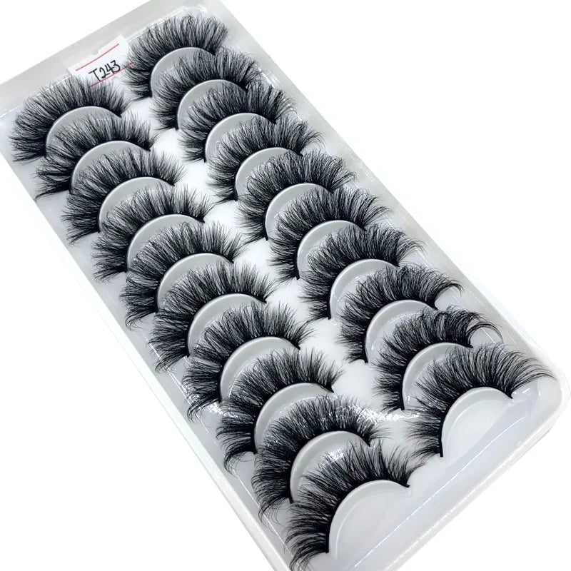 2023 New 10 pairs 3D Mink Eyelashes Natural False Eyelashes Lashes Soft Fake Eyelashes Extension Makeup Tools Wholesale