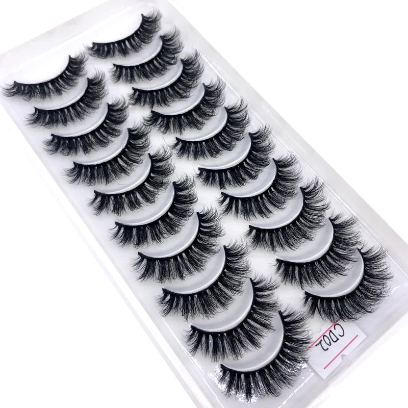 2023 New 10 pairs 3D Mink Eyelashes Natural False Eyelashes Lashes Soft Fake Eyelashes Extension Makeup Tools Wholesale