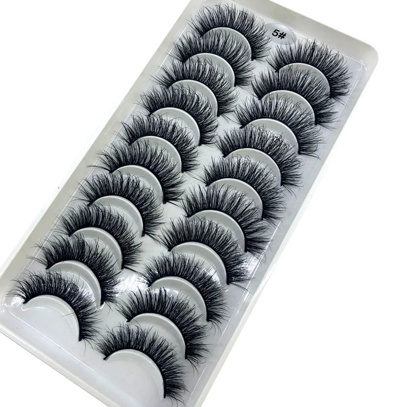 2023 New 10 pairs 3D Mink Eyelashes Natural False Eyelashes Lashes Soft Fake Eyelashes Extension Makeup Tools Wholesale