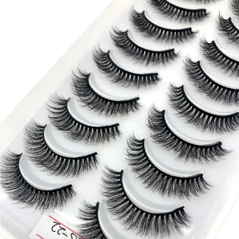 2023 New 10 pairs 3D Mink Eyelashes Natural False Eyelashes Lashes Soft Fake Eyelashes Extension Makeup Tools Wholesale