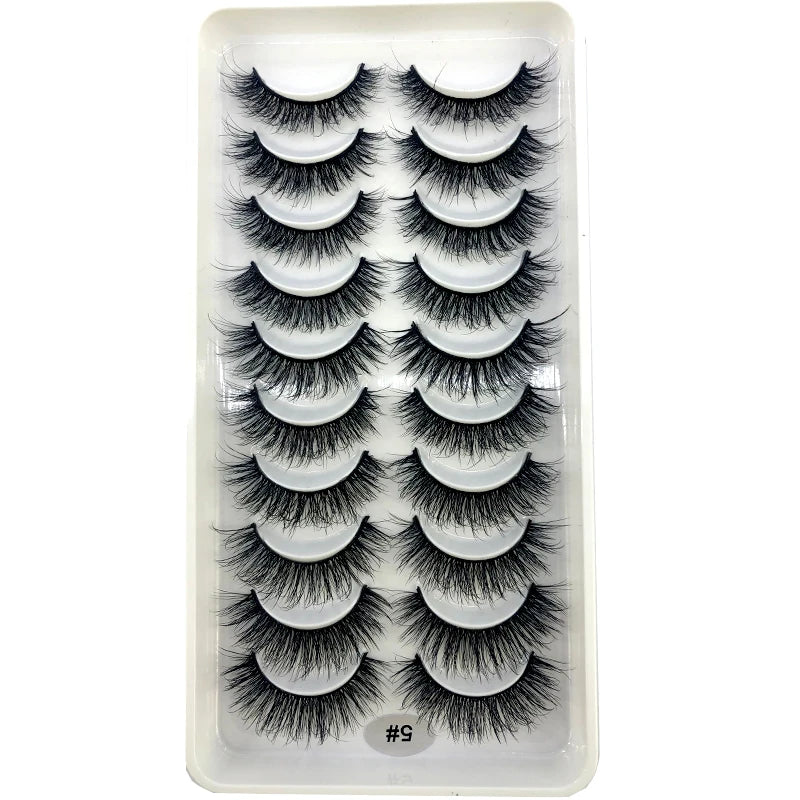 2023 New 10 pairs 3D Mink Eyelashes Natural False Eyelashes Lashes Soft Fake Eyelashes Extension Makeup Tools Wholesale