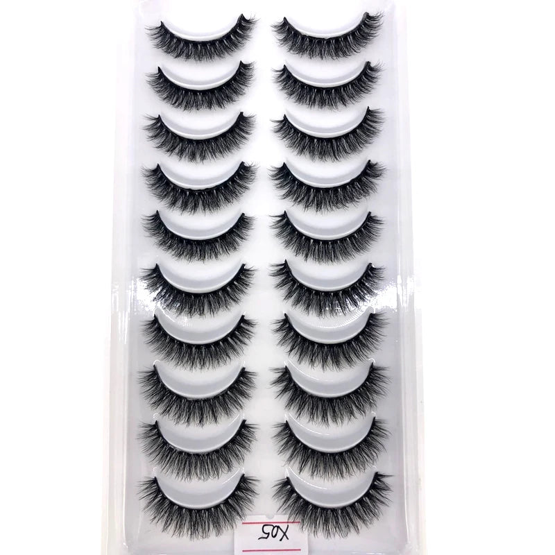 2023 New 10 pairs 3D Mink Eyelashes Natural False Eyelashes Lashes Soft Fake Eyelashes Extension Makeup Tools Wholesale