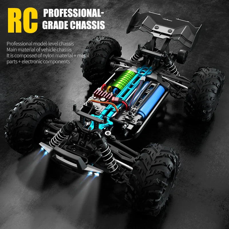 High-Speed 1:16 4WD RC Drift Monster Truck with LED for Kids-1
