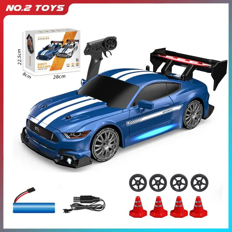 High-Speed 1:24 RC Mustang Drift Car with Remote & Replaceable Tires-0
