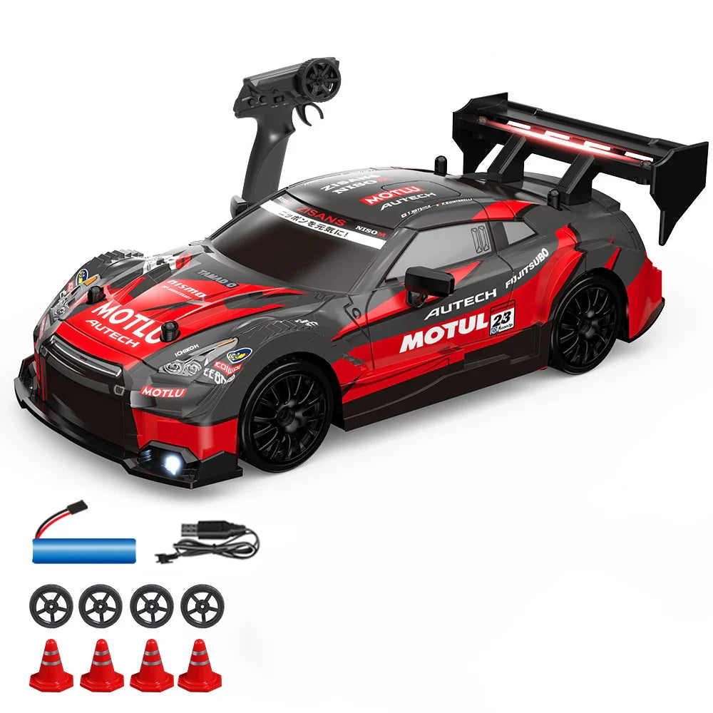 High-Speed 1:24 RC Mustang Drift Car with Remote & Replaceable Tires-5