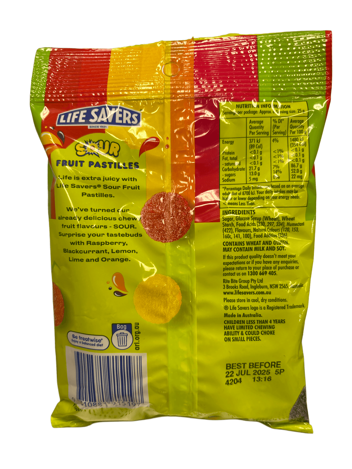 Life Savers Sour Fruit Pastilles Candy Bag 170G - Canadian Edition