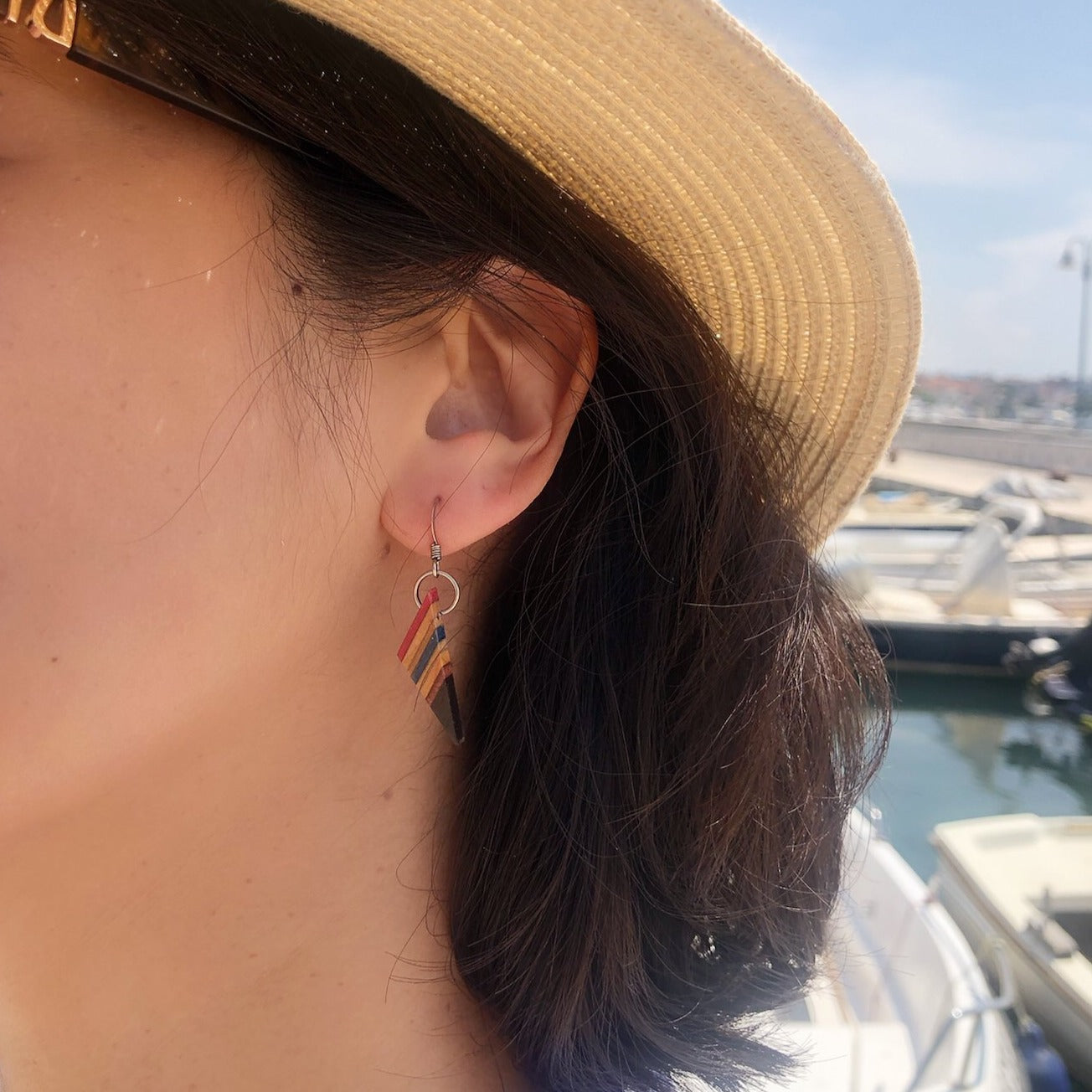 Soni Handmade Skateboard Wooden Earrings-3