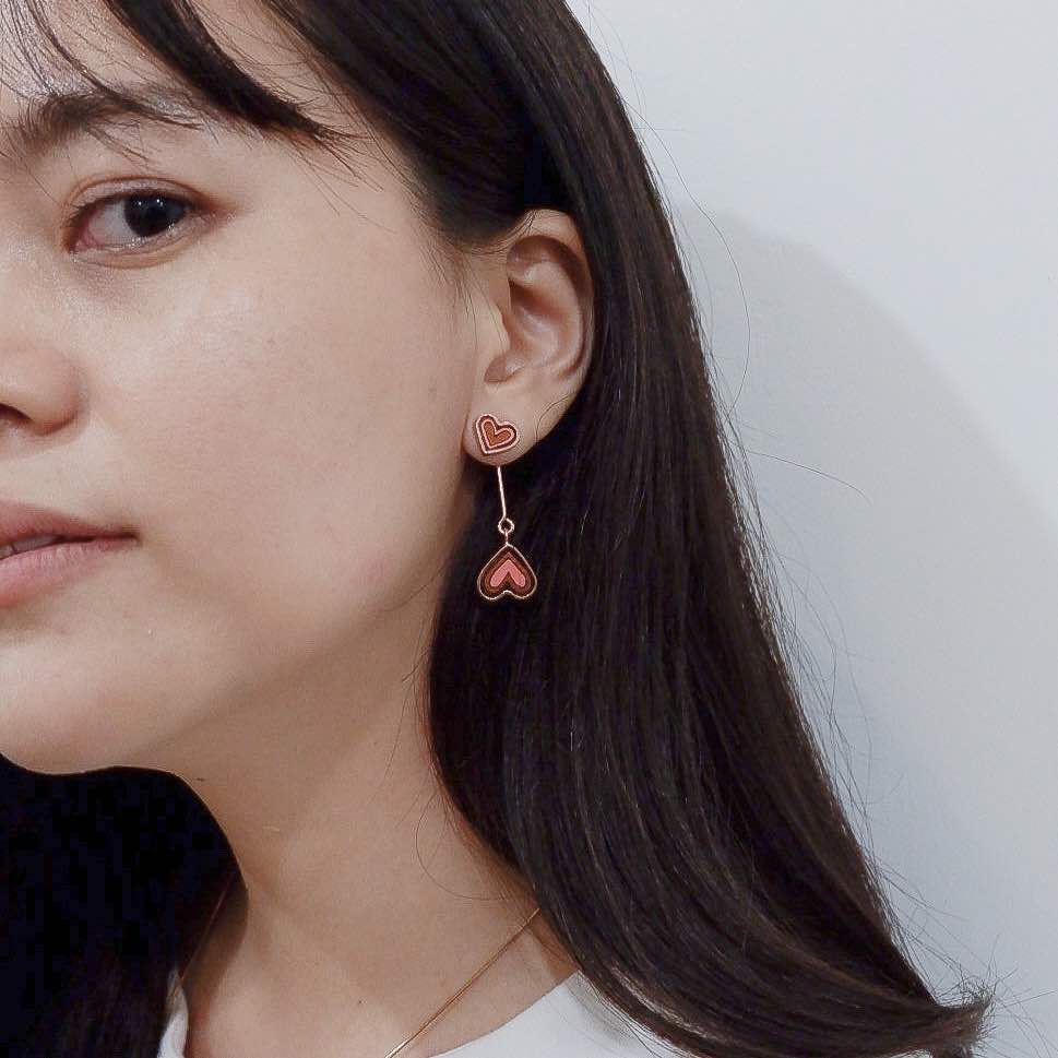 Love Recycled Wood Rose Gold Earrings-2