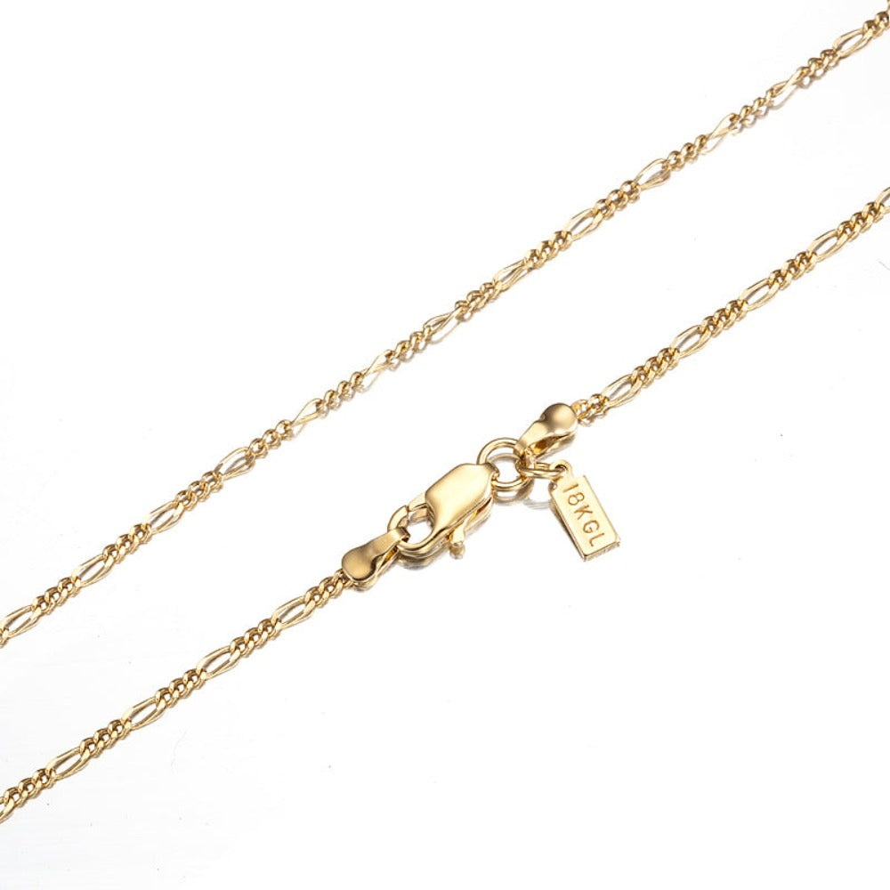 18ct Heavy Yellow Gold Plated Fine Figaro Chain Necklace - USA Made-1