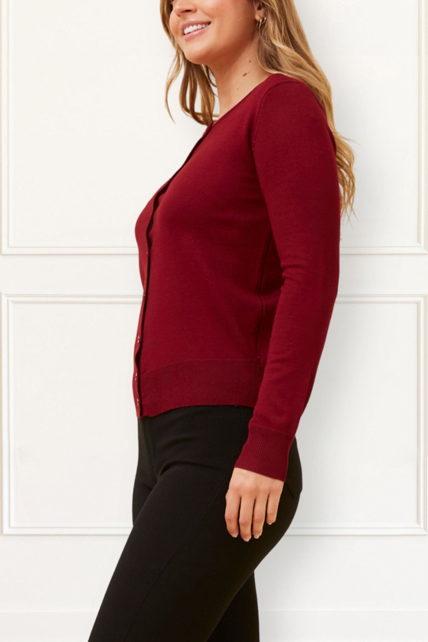 Noelle Women's Lightweight Button-Front Cardigan Round Neckline-4