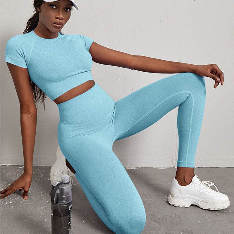 2pcs Quick-drying Workout Clothes High Waist Hip Lift Yoga Gym clothes for women