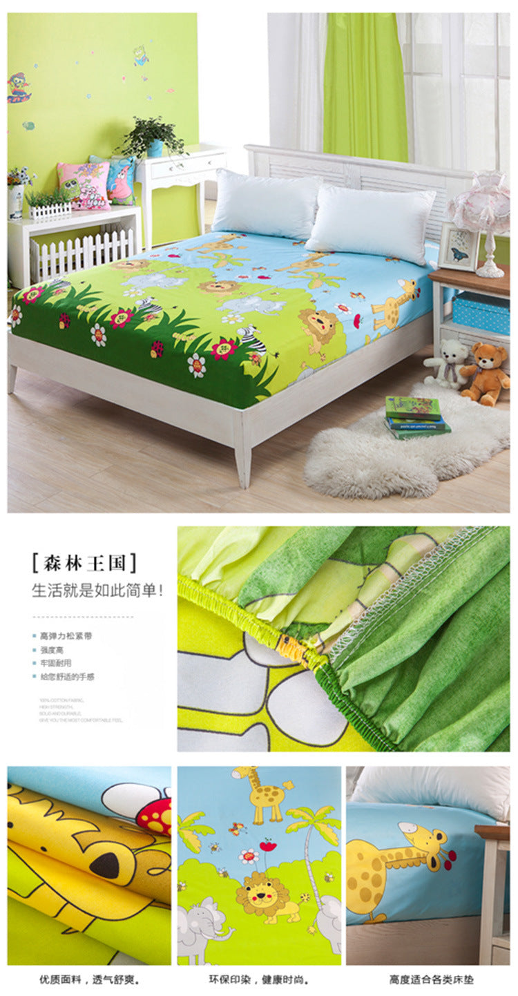 Printed Fitted Sheet Mattress Cover Four Corners with Elastic Band Bed Sheet Bed Sheet Twin Full Queen King Single Double Size