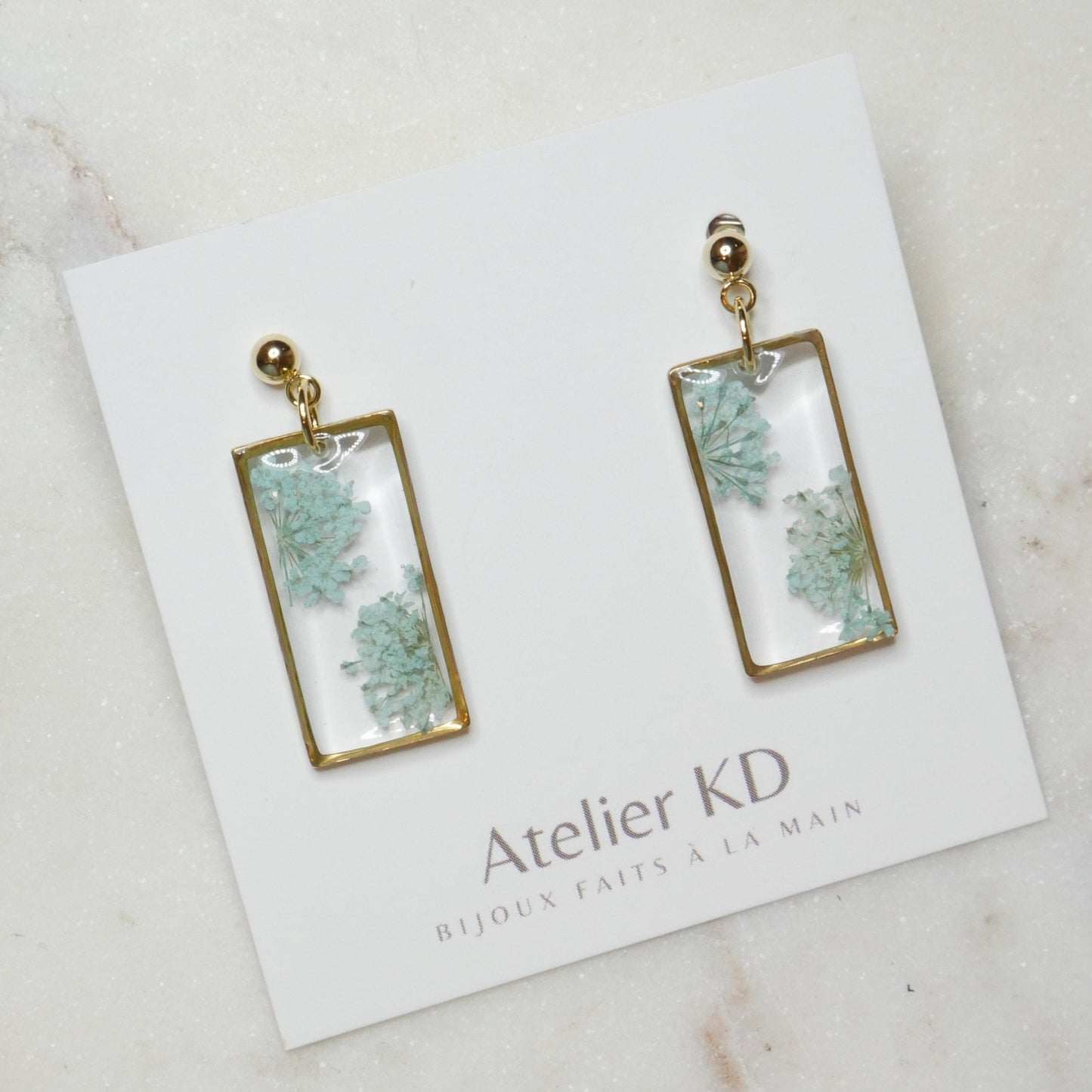 Boucles d'oreilles Estelle bleu - rectangle (moyen)