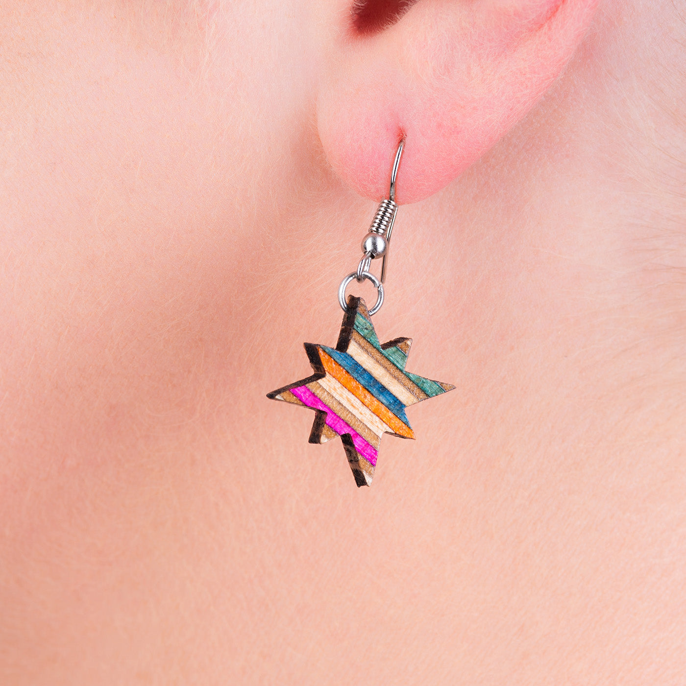 Sirius Star Recycled Skateboard Earrings-1