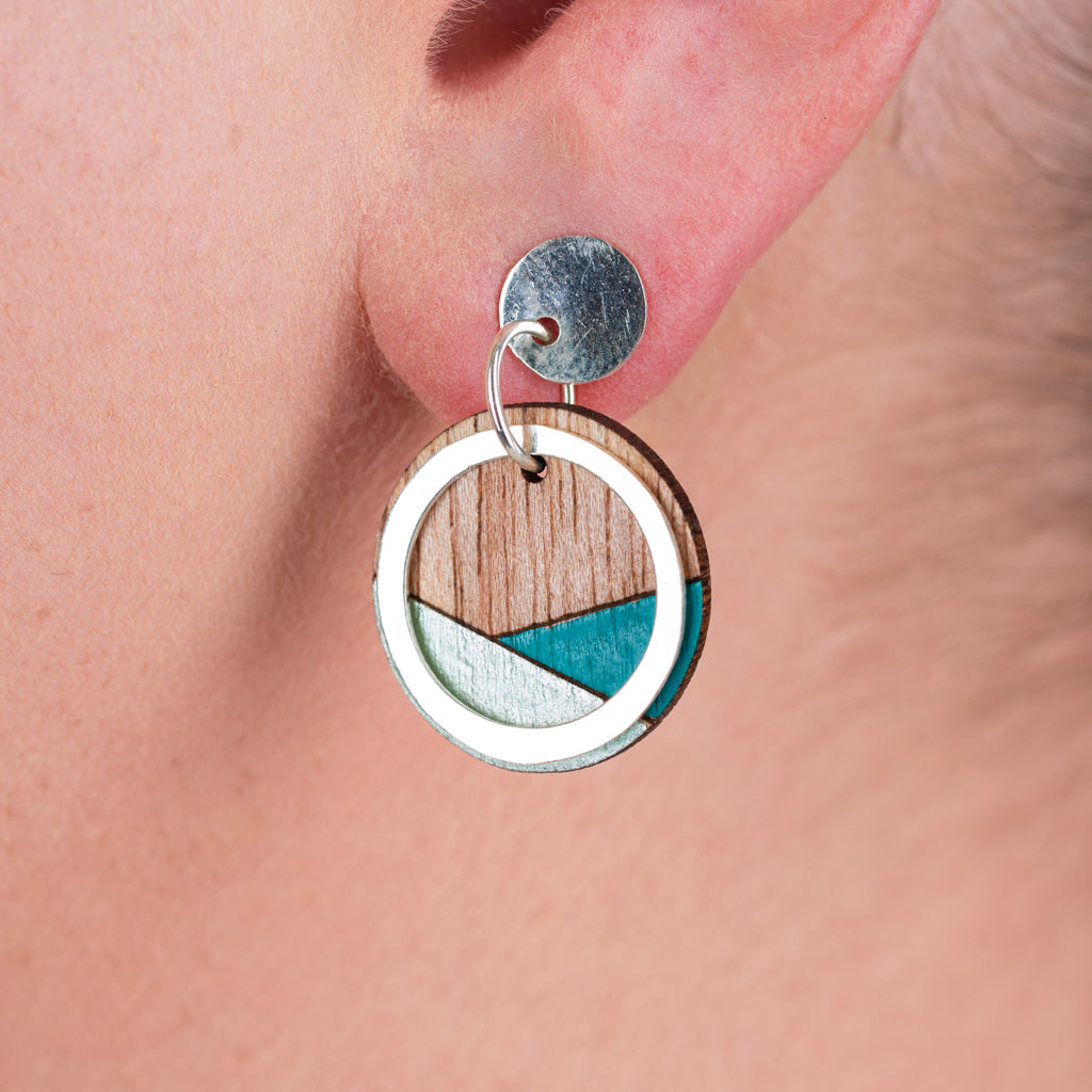 Conture Recycled Wood Silver Earrings (6 colours available)-1