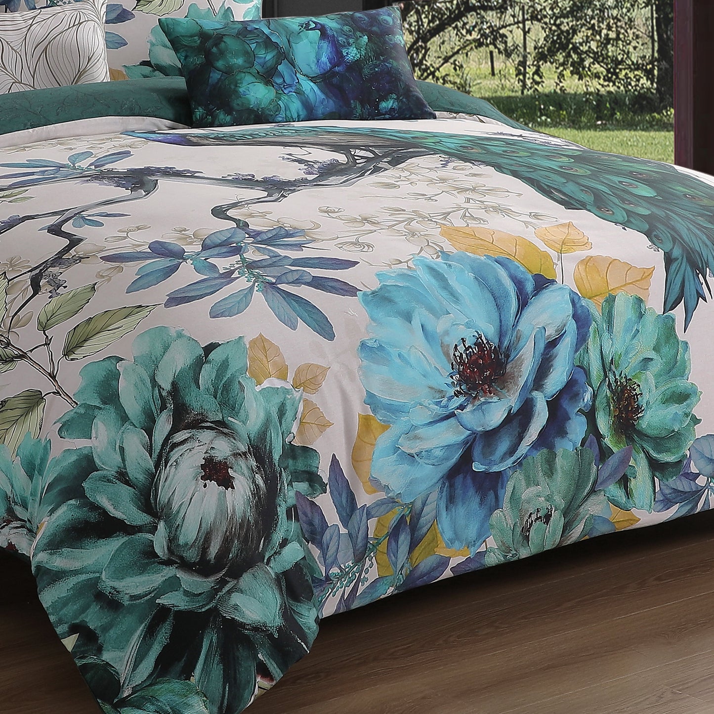 Bebejan Peacock Jardin 5 Piece Reversible Comforter Set-4