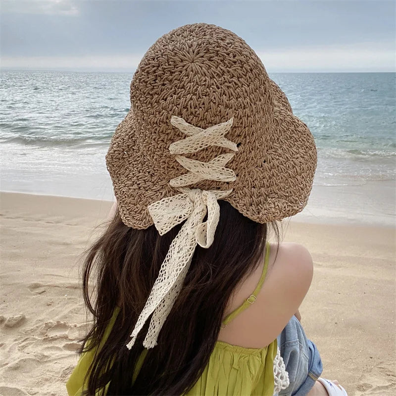 Korean Handmade Straw Hat For Women, Japanese Small fresh Sunshade Hat For Spring And Summer Outings, Sunscreen Hat