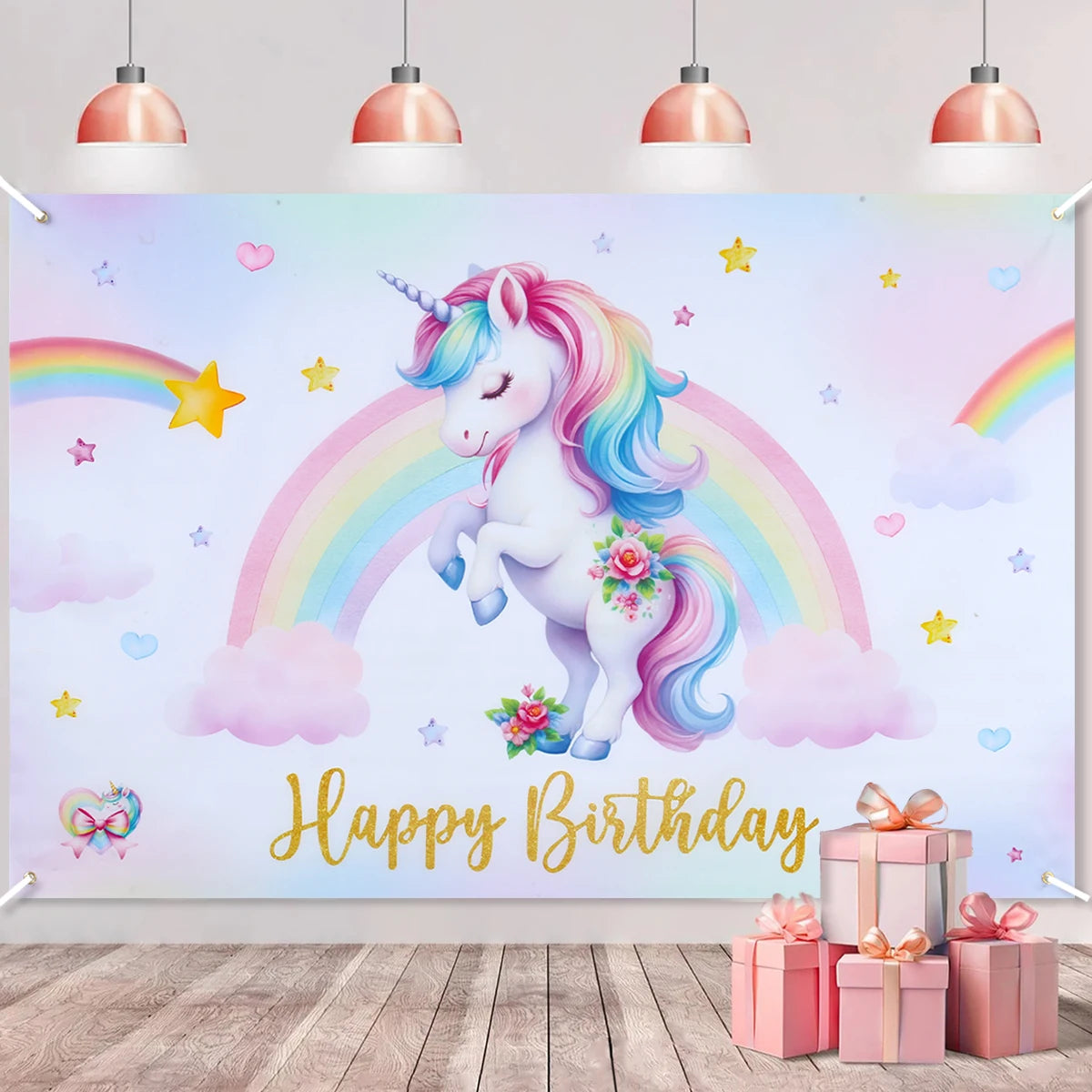 Unicorn Decor Backdrop Baby Shower Photography Background Birthday Party Decor Kids Girl Wedding Birthday Party Photo Booth Prop