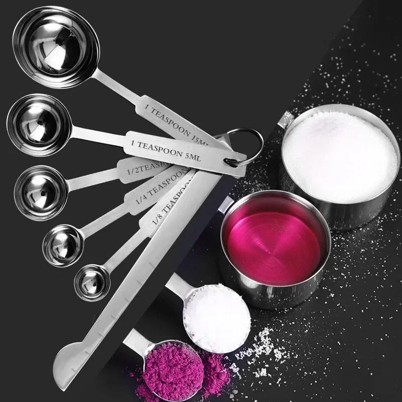 8/10/11Pcs Stainless Steel Measuring Cups and Spoons Coffee Powder Spoon Tablespoons Kitchen Baking Accessories Pastry Tools