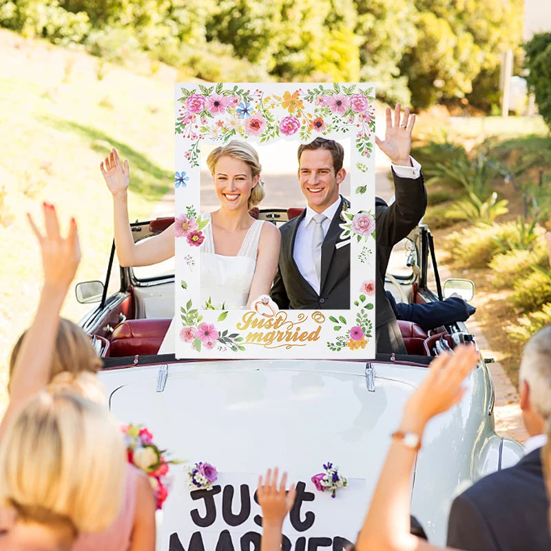 Wedding Just Married Photo Booth Frame Props Wedding Decoration Bridal Bachelorette Party Favors DIY Backdrop Photobooth Props