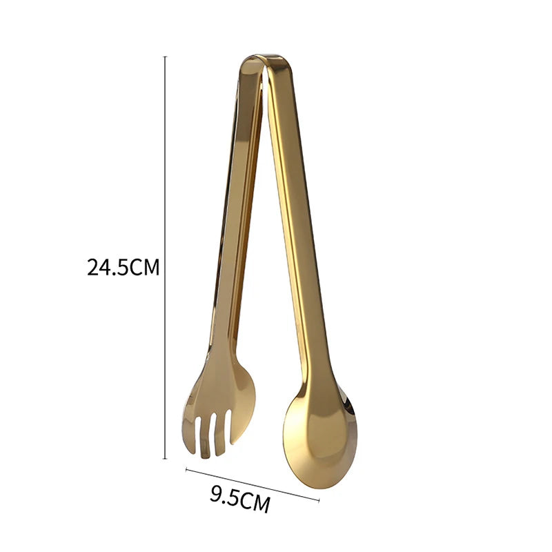 7-Styles Golden Stainless Steel BBQ Food Tongs Hollow Steak Cake Clip Bread Grill Clamp Cooking Kitchenware Kitchen Accessories