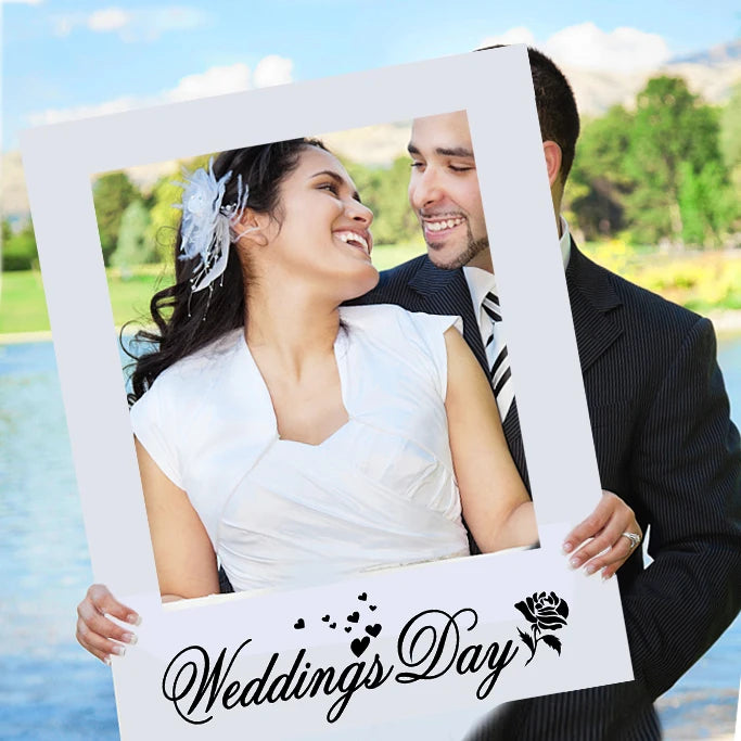 Wedding Just Married Photo Booth Frame Props Wedding Decoration Bridal Bachelorette Party Favors DIY Backdrop Photobooth Props