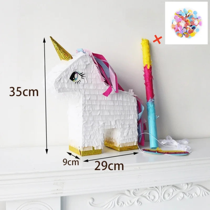 1SET/Box Unicorn Pinata with a Blindfold and Stick Birthday Party Decoration Bundle Handmade Piñatas Candy Gift Unicorn Pinatas