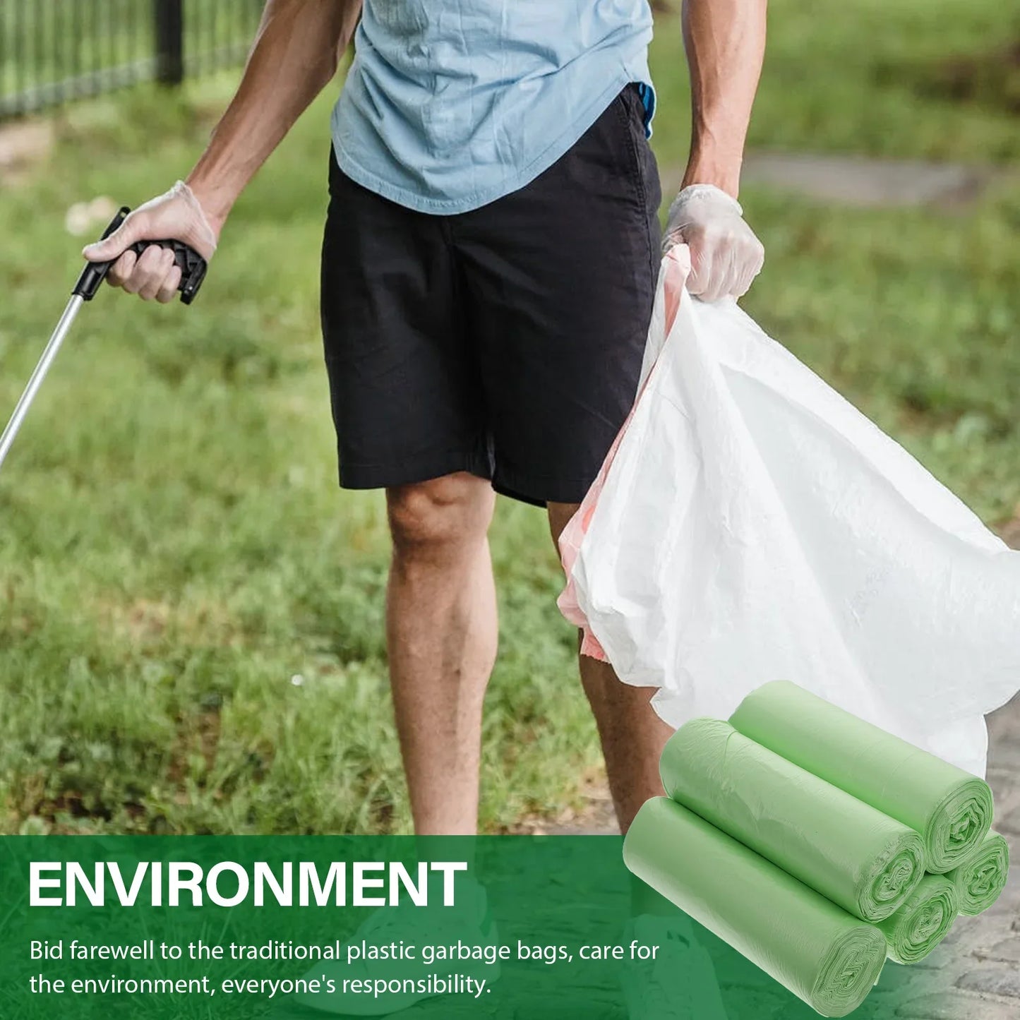 100 Pcs Biodegradable Kitchen Garbage Bags Trash Compost Compostable Disposable Classified