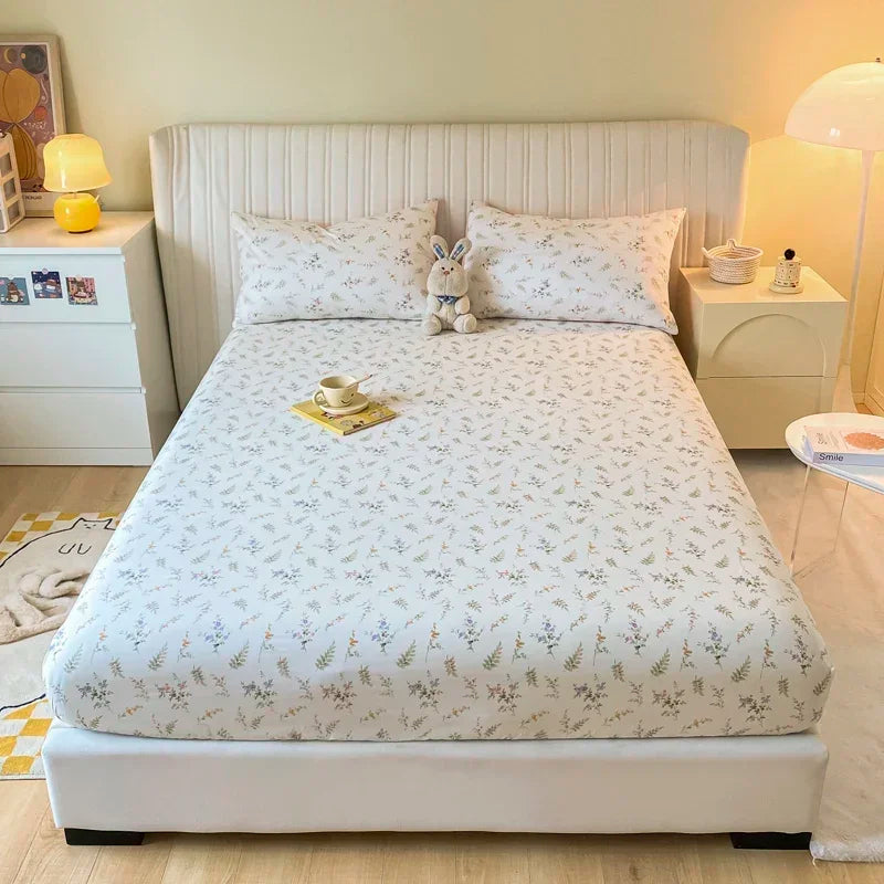 Fitted Sheet 100% cotton for single/couple bed, breathable and soft non-slip, customizable, 1 part, 16 sizes