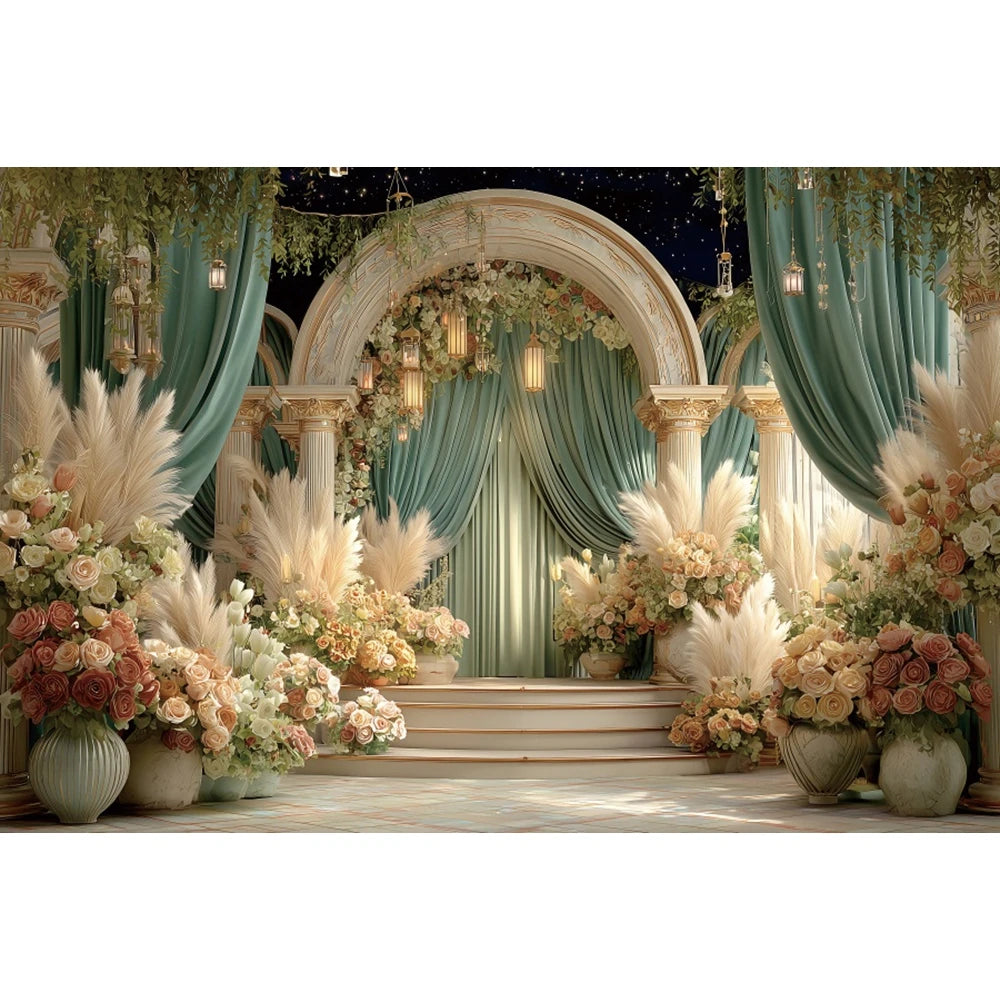 Fantasy Wedding Backdrops Abstract Flower Wall Photocall Girl Birthday Decoration Photography Adult Newborn Portrait Backgrounds