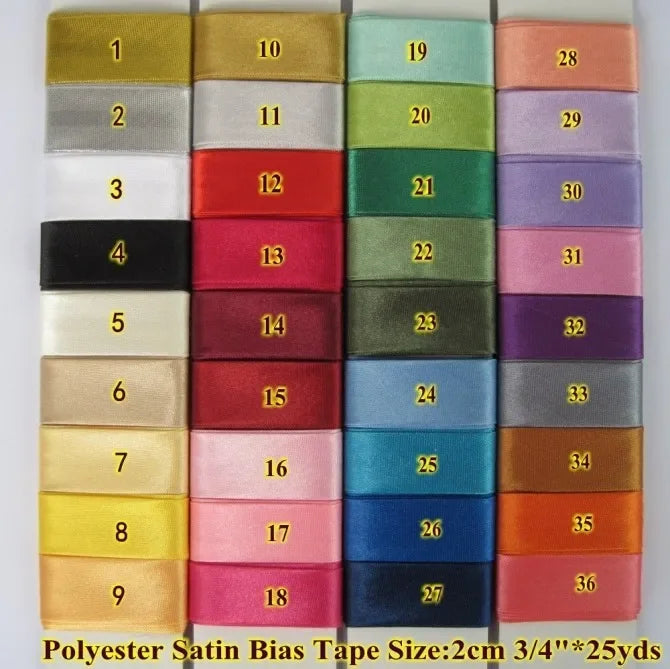 Polyester Satin Bias Binding Tape,bias Binding Size:20mm,3/4" *25yds,fold Tape for DIY Sewing Garment Accessories