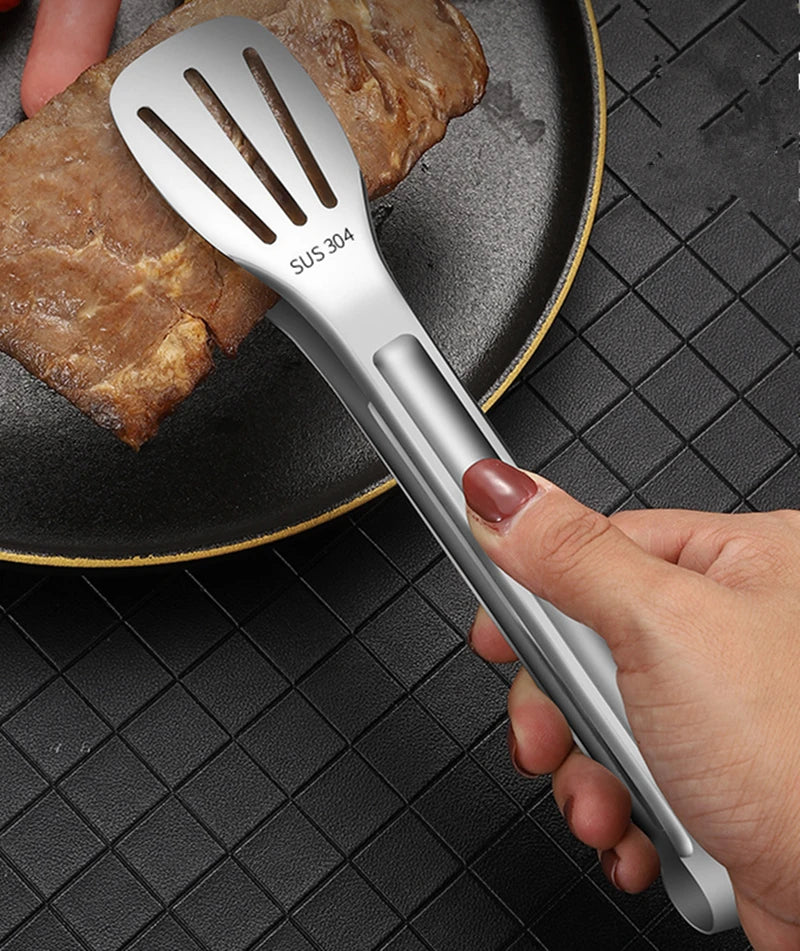 2-Size Stainless Steel Heat Resistant Food Tongs Non-stick