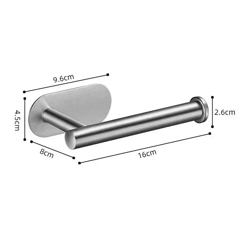 Stainless Steel Paper Towel Holder Self Adhesive Kitchen Roll Paper Holder No Punching Kitchen Bathroom Lengthen Storage Rack