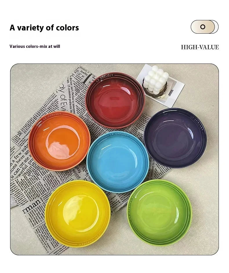 New French Cool Rainbow 12cm 15cm 20 Bowl Set Ceramic Stoneware Rice Bowl Kitchen Household Utensils 6-Piece Set High-End Gift