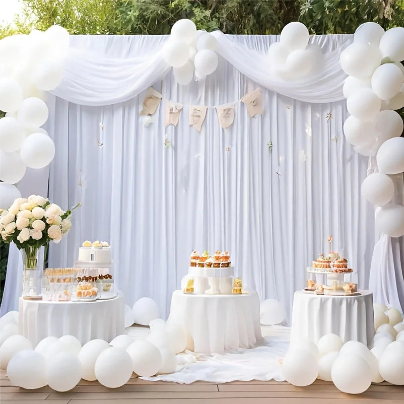 10x20ft White Wrinkle-Free Wedding Backdrop Curtain Silky Washable White Spandex Drapes Birthday Party Baby Shower Photography
