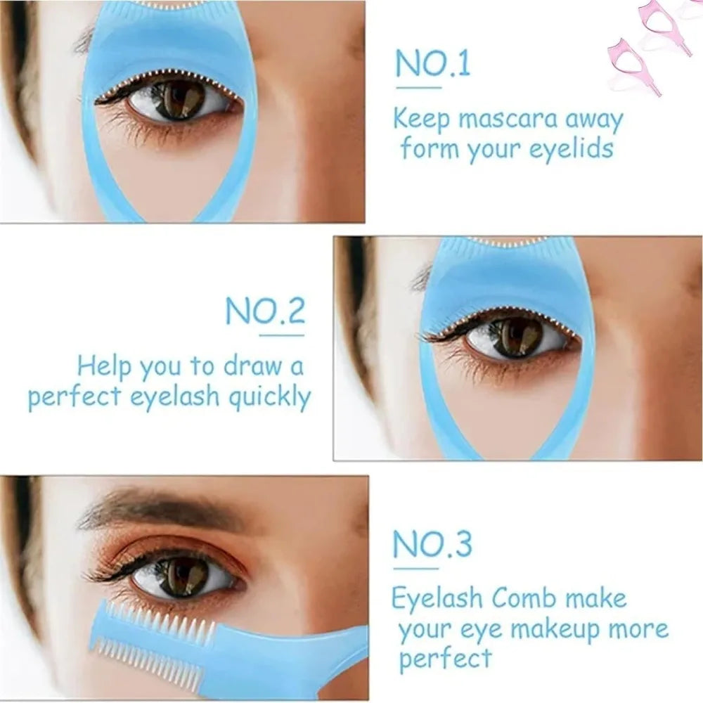 Eyeliner Assistant 3-In-1 Eyelash Comb Template Protect Eyes Crystal Mascara Shield Guide Cosmetic 3 In1 Eyelashes Tools