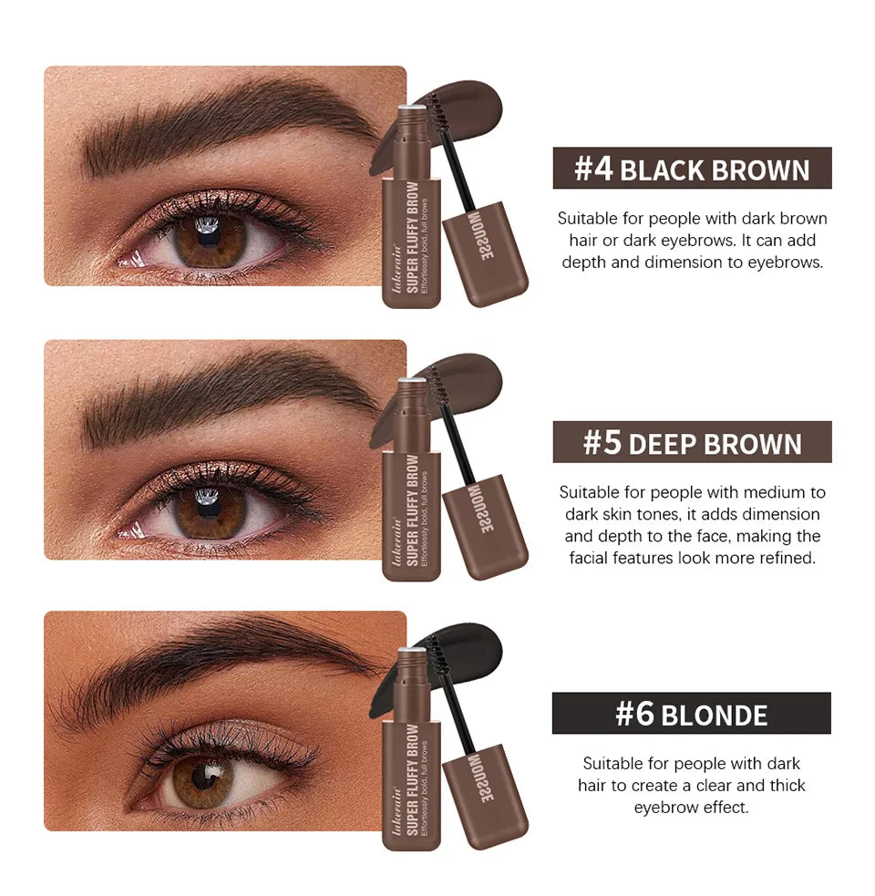Superfluff Volumizing Brow Mousse Eyebrow Gel Thick Eyebrows Tint Tinted Brow Gel Multiple Color Long-Lasting Waterproof Makeup