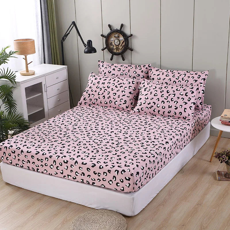 Printed Fitted Sheet Mattress Cover Four Corners with Elastic Band Bed Sheet Bed Sheet Twin Full Queen King Single Double Size