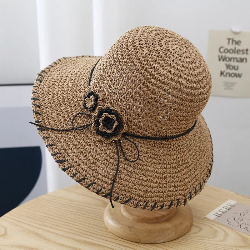 Korean Handmade Straw Hat For Women, Japanese Small fresh Sunshade Hat For Spring And Summer Outings, Sunscreen Hat