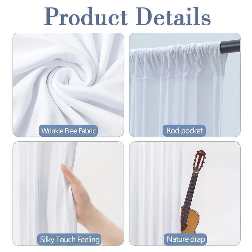 10x20ft White Wrinkle-Free Wedding Backdrop Curtain Silky Washable White Spandex Drapes Birthday Party Baby Shower Photography