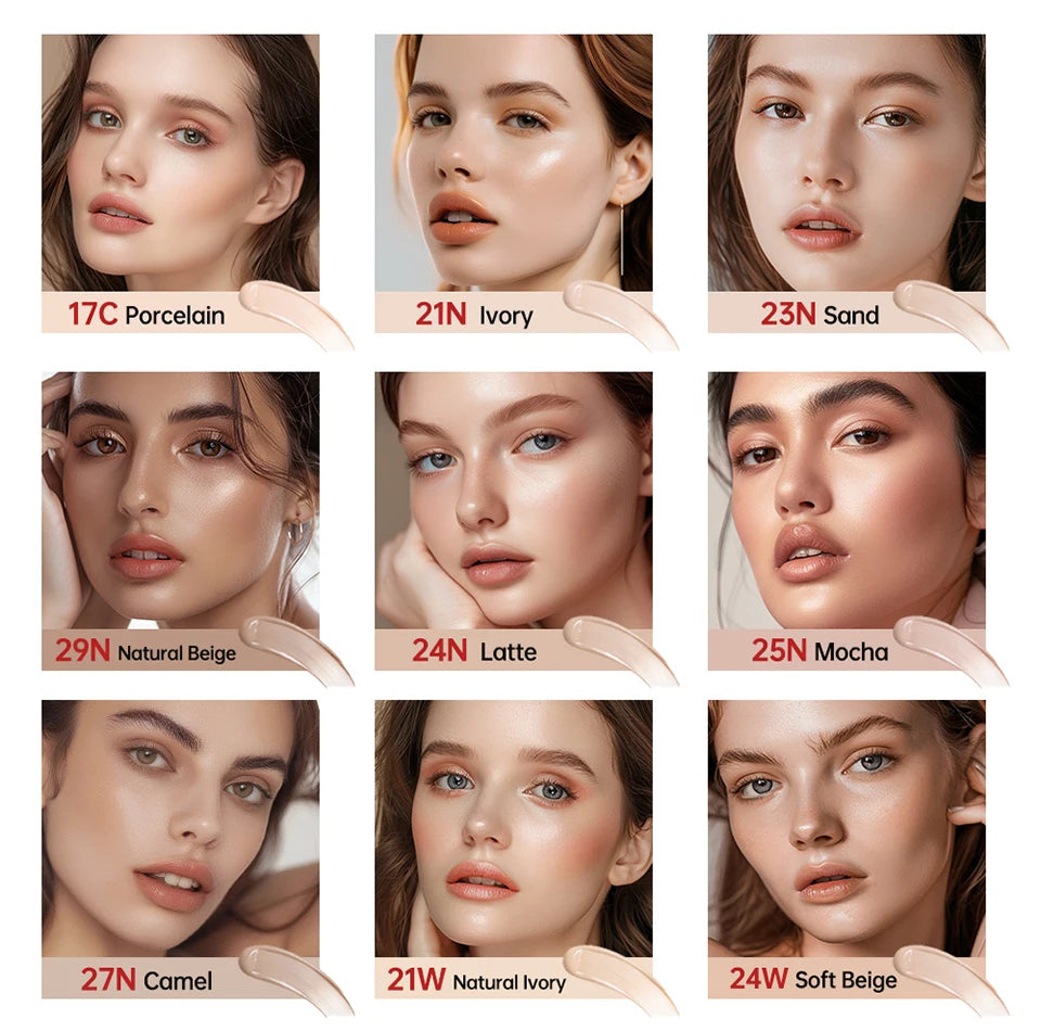 Cushion Foundation Refill Waterproof Semi-Matte Red Finish 72-Hour Wear Long-Lasting Buildable Coverage Sun Protection Makeup