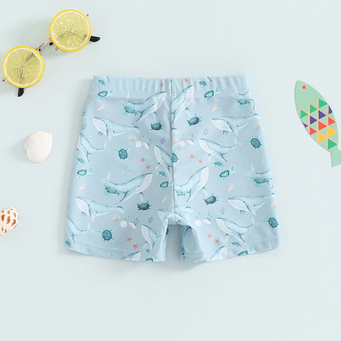 Summer Toddler Boys Swim Trunks Bathing Suit Dinosaur/Plaid/Turtle Print Elastic Drawstring Board Shorts Swimwear Beach Shorts