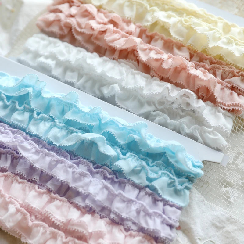 1 Meter 1.8cm wide White pink Cotton Embroidered Ruffled Lace Trim Children's Clothes Cloth Art Skirt Decoration Materials