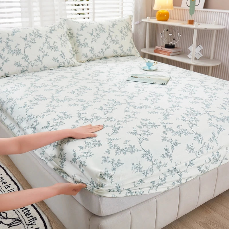 Cartoon Style Fitted Sheet Pure Cotton Bed Sheets Adults Kids Room Mattress Cover Printed Bed Linen 매트리스커버 (No Pillowcase)