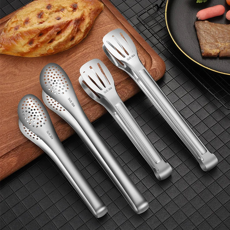 2-Size Stainless Steel Heat Resistant Food Tongs Non-stick