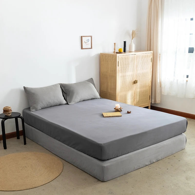 Brushed Fitted Sheet with Elastic Bands Non Slip Adjustable Mattress Covers Bed Cap /Bed Spread /Bedsheet Single Queen King Size