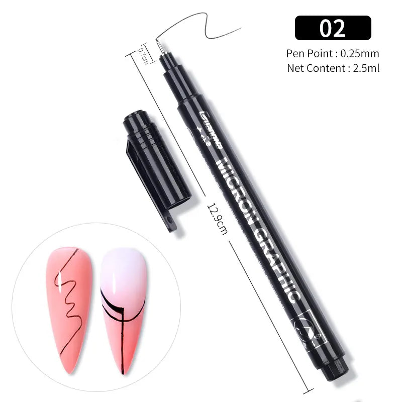 1Pc Nail Art Drawing Graffiti Pen Waterproof Painting Liner Brush DIY 3D Abstract Lines Fine Details Flower Nail Manicure Tools