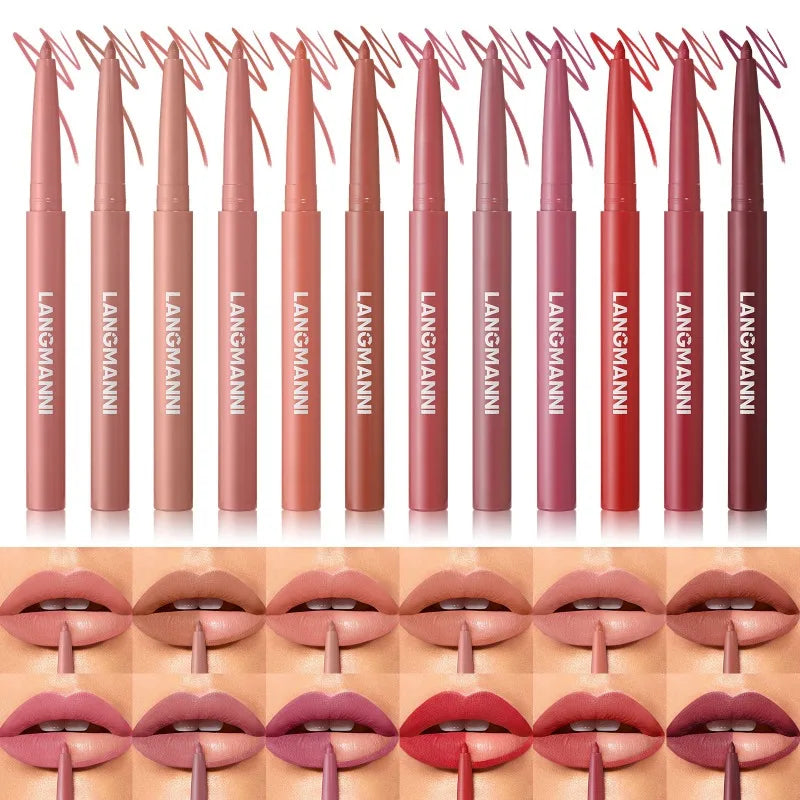 12-color Matte Lip Liner Waterproof Plumping Stain Lipstick Natural Nude Pink Lip Liner Professional Outline Lips Contour Makeup